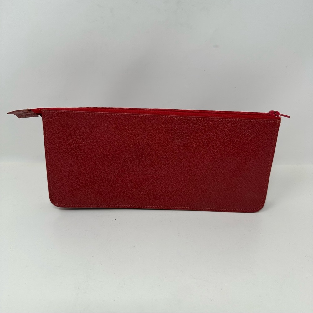 Smythson Leather Zipper Pouch Makeup Pencil Red